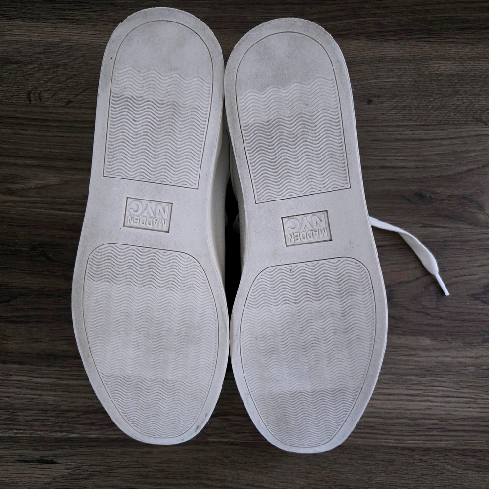 Steve Madden Finneas Mens White Low Top Sneaker Brown Heel Tab Size 9 Madden NYC - Picture 8 of 11